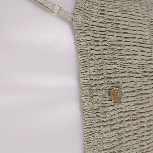 Piping Hot Women's Dress Size 10 Green A-Line Adjustable Straps Shirring Buttons - Picture 11 of 16